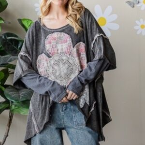 Oli and Hali Mineral Wash Tee Women's Oversized Shirt Boho Relaxed Fit Top #121